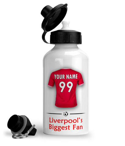 Personalised Liverpool Sports Water Bottle Aluminium With Carabiner 400ml