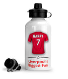 Personalised Liverpool Sports Water Bottle Aluminium With Carabiner 400ml