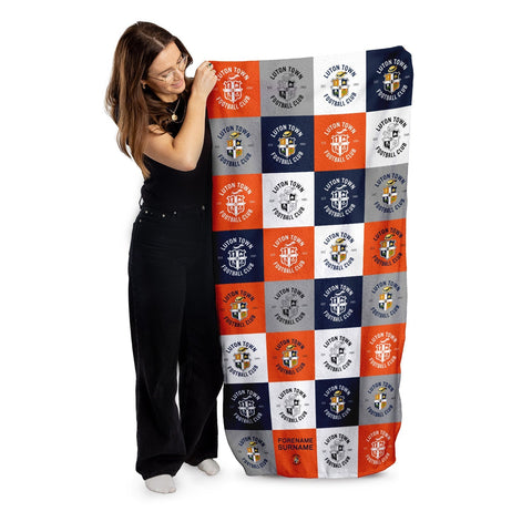 Personalised Luton Town Beach Towel - Chequered