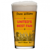 Personalised Man Utd Beer Glass - Football Best Fan Pint Glass