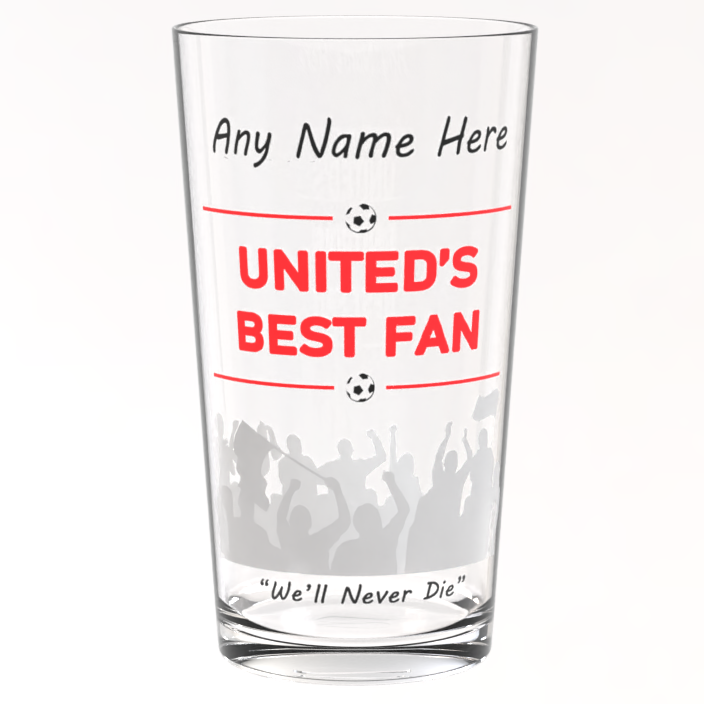 Personalised Man Utd Beer Glass - Football Best Fan Pint Glass