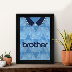 Personalised Manchester Blue Retro - 1989 Home Shirt - A4 Metal Sign Plaque - Frame Options Available