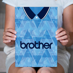 Personalised Manchester Blue Retro - 1989 Home Shirt - A4 Metal Sign Plaque - Frame Options Available