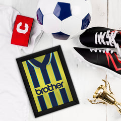 Personalised Manchester Blue Retro - 1998 Away Shirt - A4 Metal Sign Plaque - Frame Options Available