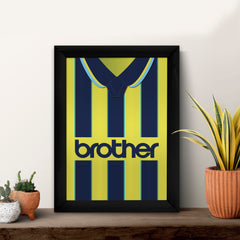 Personalised Manchester Blue Retro - 1998 Away Shirt - A4 Metal Sign Plaque - Frame Options Available