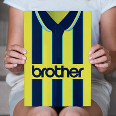 Personalised Manchester Blue Retro - 1998 Away Shirt - A4 Metal Sign Plaque - Frame Options Available