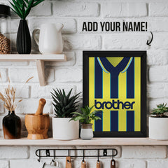 Personalised Manchester Blue Retro - 1998 Away Shirt - A4 Metal Sign Plaque - Frame Options Available