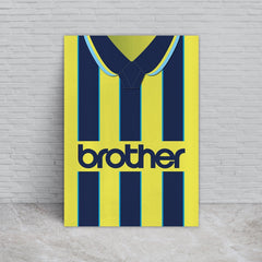 Personalised Manchester Blue Retro - 1998 Away Shirt - A4 Metal Sign Plaque - Frame Options Available