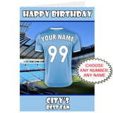 Personalised Manchester City Birthday Card