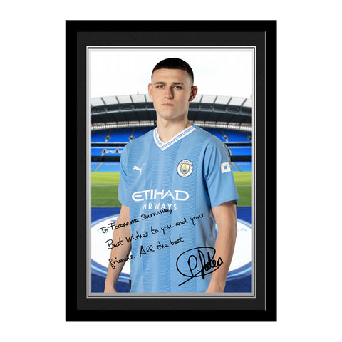 Personalised Manchester City FC Foden Autograph Photo Framed