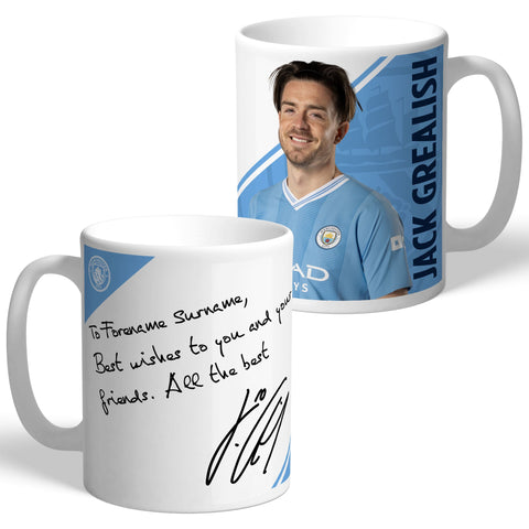 Personalised Manchester City FC Grealish Autograph Mug