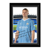 Personalised Manchester City FC Haaland Autograph Photo Framed