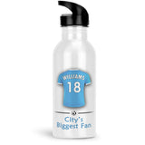 Personalised Manchester City Gym Fitness Bottle 600ml With Straw