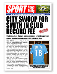 Personalised Manchester City Newspaper Style Poster Print For Football Fan
