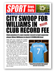 Personalised Manchester City Newspaper Style Poster Print For Football Fan