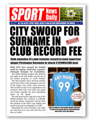 Personalised Manchester City Newspaper Style Poster Print For Football Fan