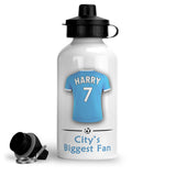 Personalised Manchester City Sports Water Bottle Aluminium With Carabiner 400ml