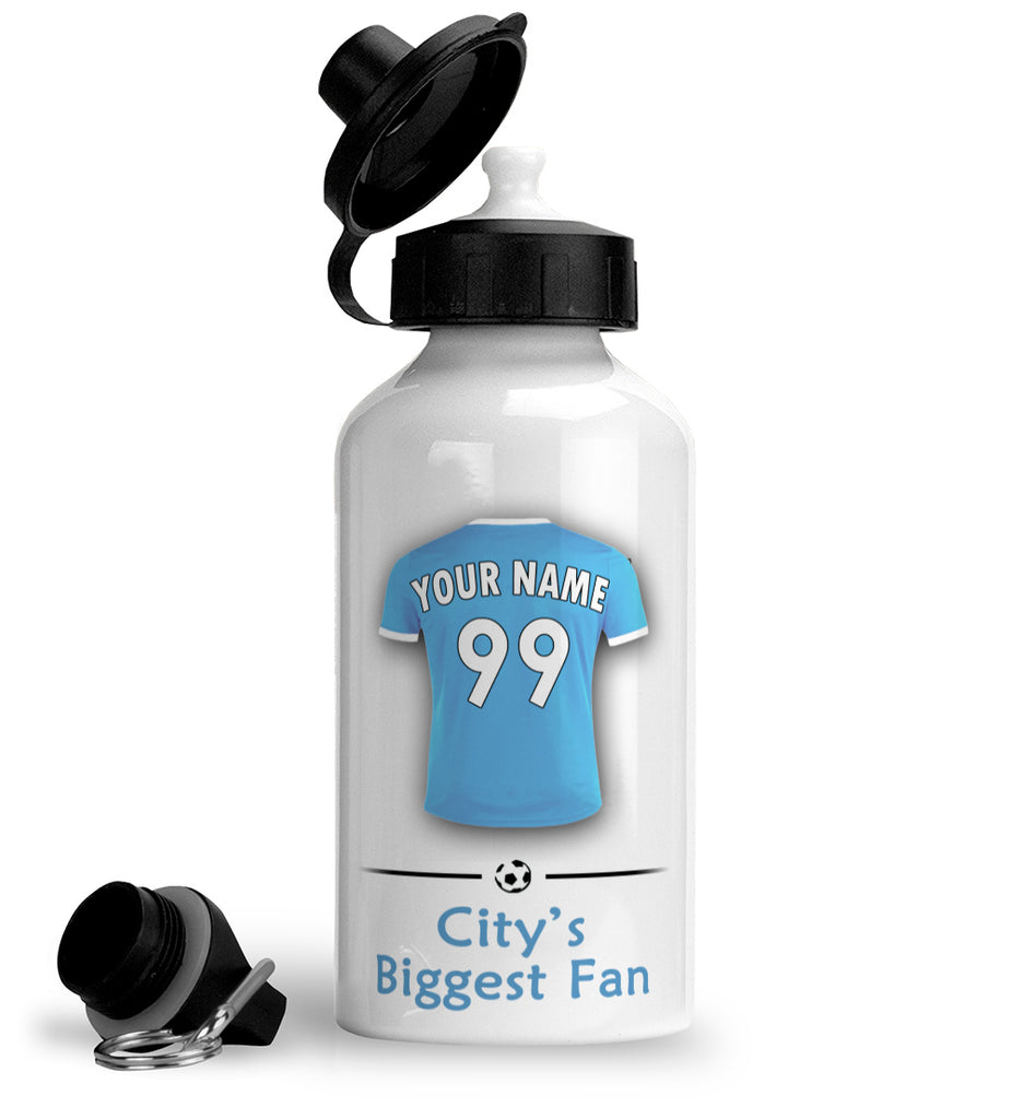 Personalised Manchester City Sports Water Bottle Aluminium With Carabiner 400ml