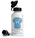 Personalised Manchester City Sports Water Bottle Aluminium With Carabiner 400ml