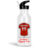 Personalised Manchester United Gym Fitness Bottle 600ml With Straw