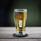 Personalised Manchester United Pint Glass. Gift Boxed