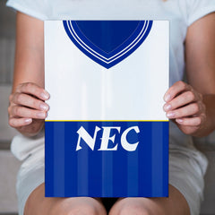 Personalised Merseyside Blues 1986 Home Shirt - A4 Metal Sign Plaque - Frame Options Available