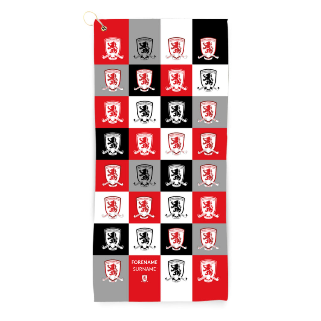 Personalised Middlesbrough Golf Towel - Chequered