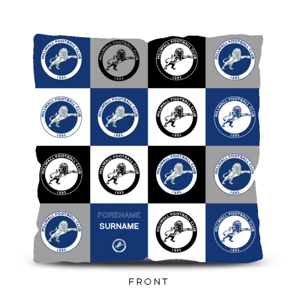 Personalised Millwall Cushion - Chequered (18 inches)