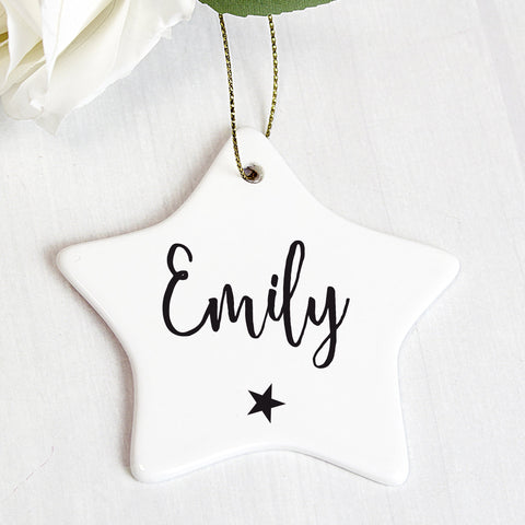 Personalised Name Ceramic Star Decoration