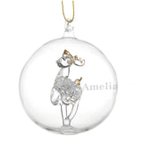 Personalised Name Only Reindeer Glass Bauble