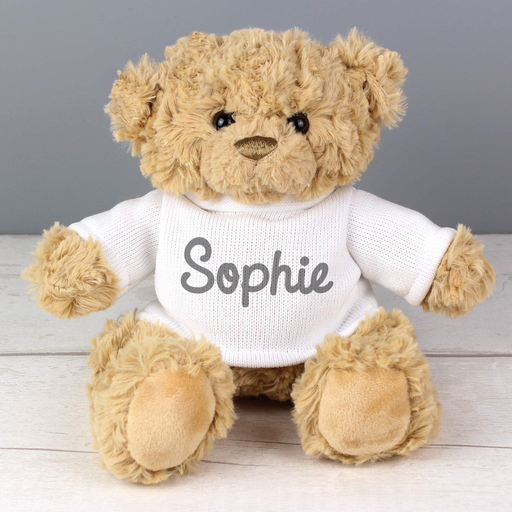 Personalised Name Only Teddy Bear  - Grey