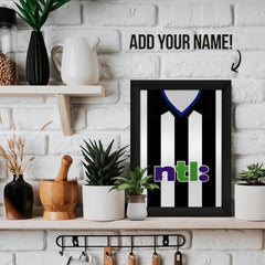 Personalised Newcastle - 2001 Home Shirt - A4 Metal Sign Plaque - Frame Options Available