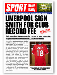 Personalised Newspaper Style Liverpool Poster Print For Football Fan