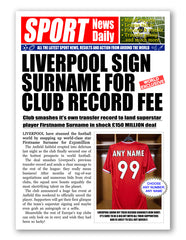 Personalised Newspaper Style Liverpool Poster Print For Football Fan