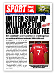 Personalised Newspaper Style Manchester United Poster Print For Football Fan