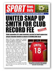Personalised Newspaper Style Manchester United Poster Print For Football Fan