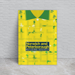 Personalised Norwich - 1994 Home Shirt - A4 Metal Sign Plaque - Frame Options Available