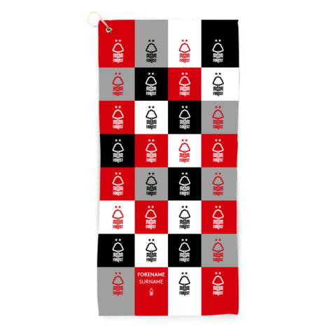 Personalised Nottingham Forest FC Golf Towel - Chequered