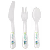 Personalised Patchwork Train 3 Piece Plastic Cutlery Set