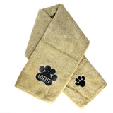 Personalised Paw Print Brown Microfibre Pet Towel