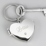 Personalised Paw Print Heart Photo Frame Keyring