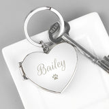 Personalised Paw Print Heart Photo Frame Keyring