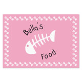 Personalised Pink Fish Bone Cat Pet Bowl Mat