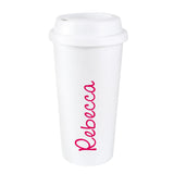 Personalised Pink Name Insulated Reusable Eco Travel Cup