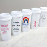 Personalised Pink Name Insulated Reusable Eco Travel Cup