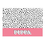 Personalised Pink Spots Dog Pet Bowl Mat