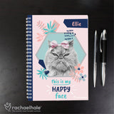 Personalised Rachael Hale 'Happy Face' Cat A5 Notebook