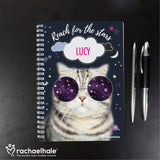 Personalised Rachael Hale Space Cat A5 Notebook