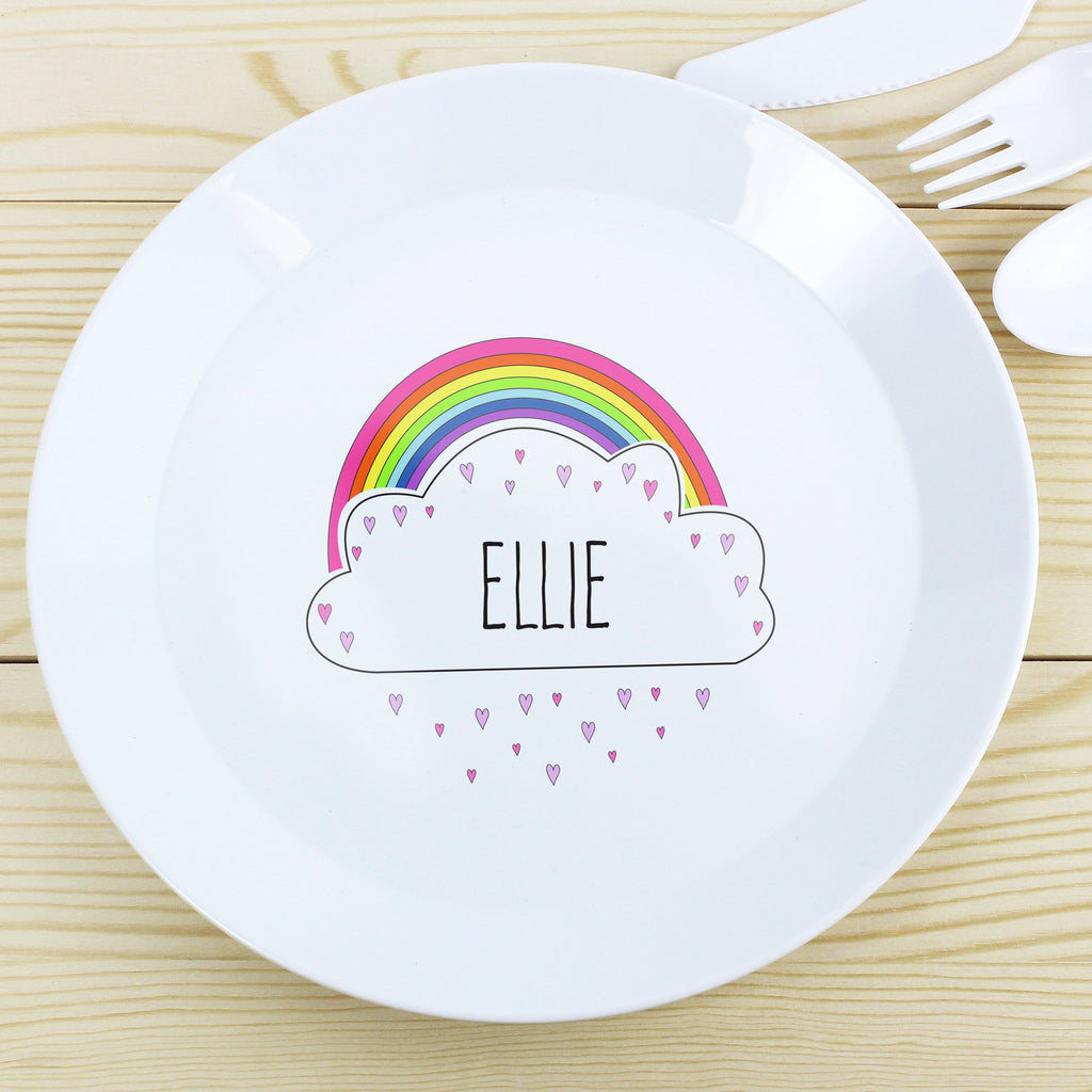 Personalised Rainbow Plastic Plate