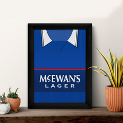 Personalised Rangers - 1998 Home Shirt - A4 Metal Sign Plaque - Frame Options Available
